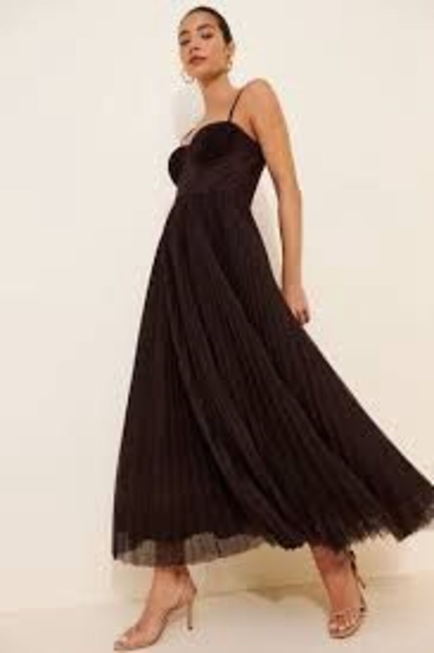 Anthropologie/HUTCH Amara Corset Pleated Tulle Fir & Flare Mid dress- $348choco - Picture 1 of 9